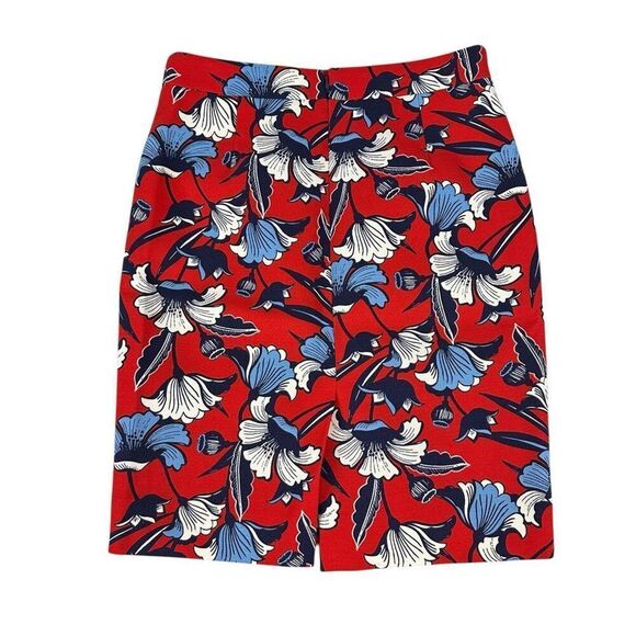 J. Crew Red Floral Pencil Skirt size 2 G1555 - Picture 1 of 5